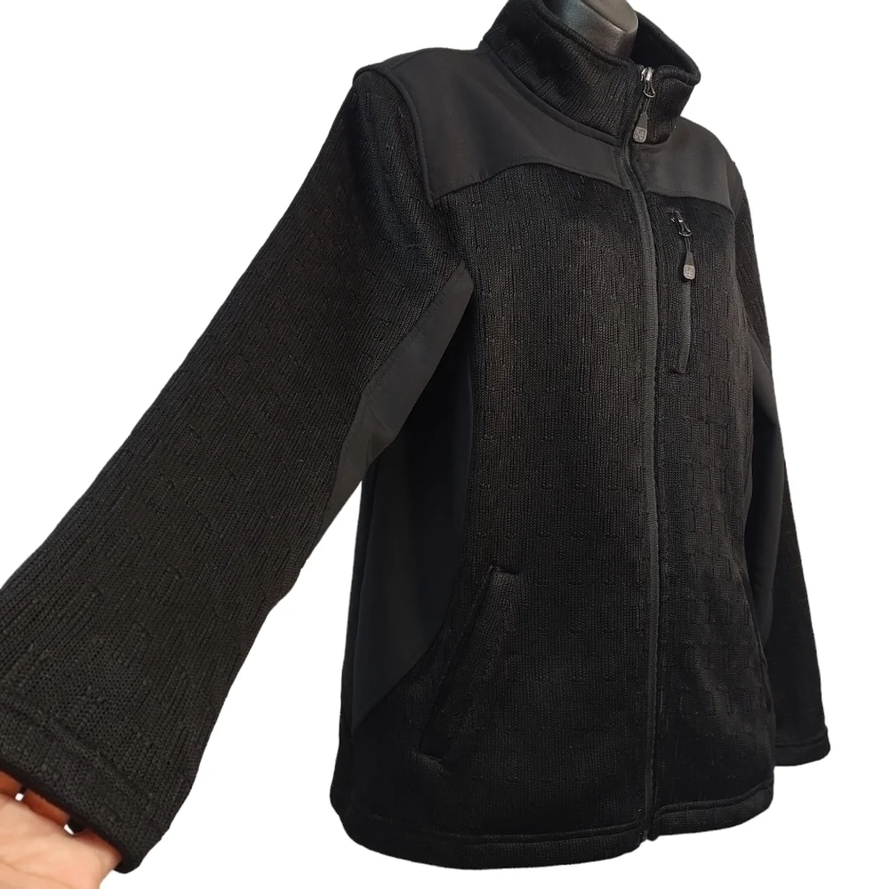 Swiss Tech Men's 2-Tone Dual Fabric Black Zip Up Jacket Size L